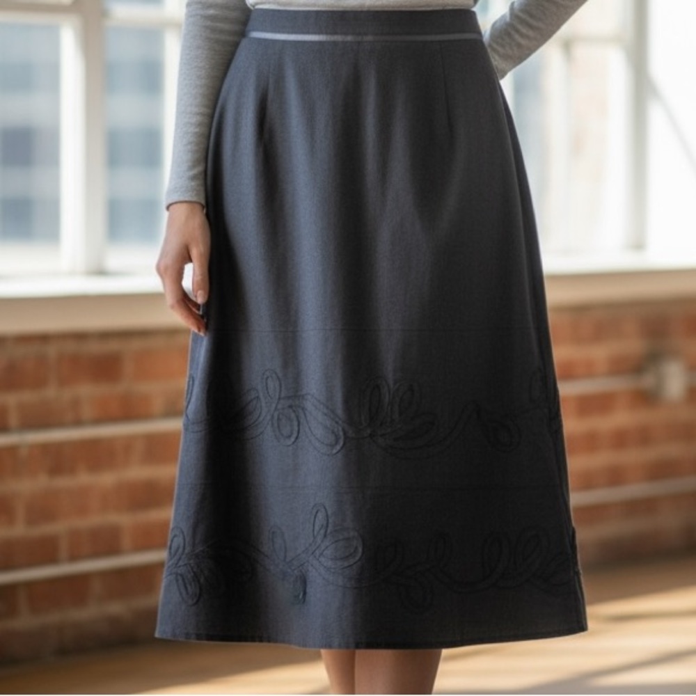 Emanuel Ungaro Linen Blend Embroidered Skirt Size 6 New No Tags - Picture 16 of 16